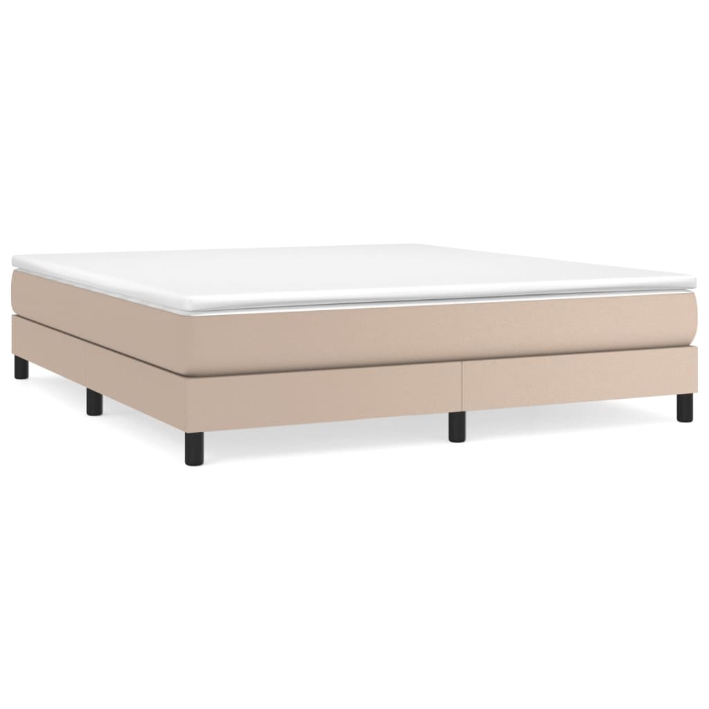 Pat box spring cu saltea, cappuccino, 180x200cm piele ecologică