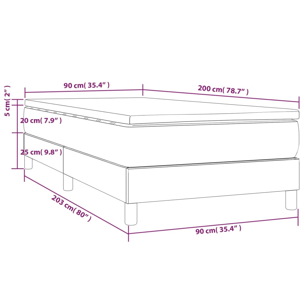 Pat box spring cu saltea, verde închis, 90x200 cm, catifea