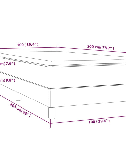 Загрузите изображение в средство просмотра галереи, Pat box spring cu saltea, albastru închis, 100x200 cm, catifea
