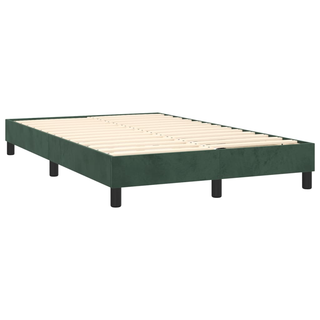 Pat box spring cu saltea, verde închis, 120x200 cm, catifea