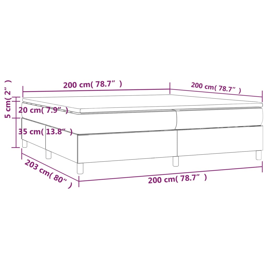 Pat box spring cu saltea, albastru, 200x200 cm, textil