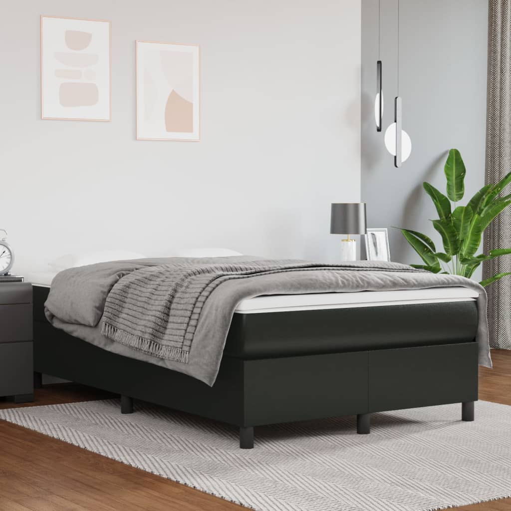 Pat box spring cu saltea, negru, 120x200 cm, piele ecologică