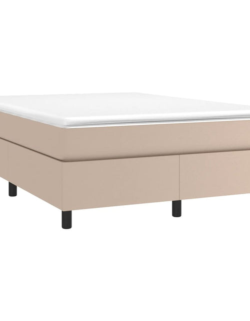 Загрузите изображение в средство просмотра галереи, Pat box spring cu saltea, cappuccino, 160x200cm piele ecologică
