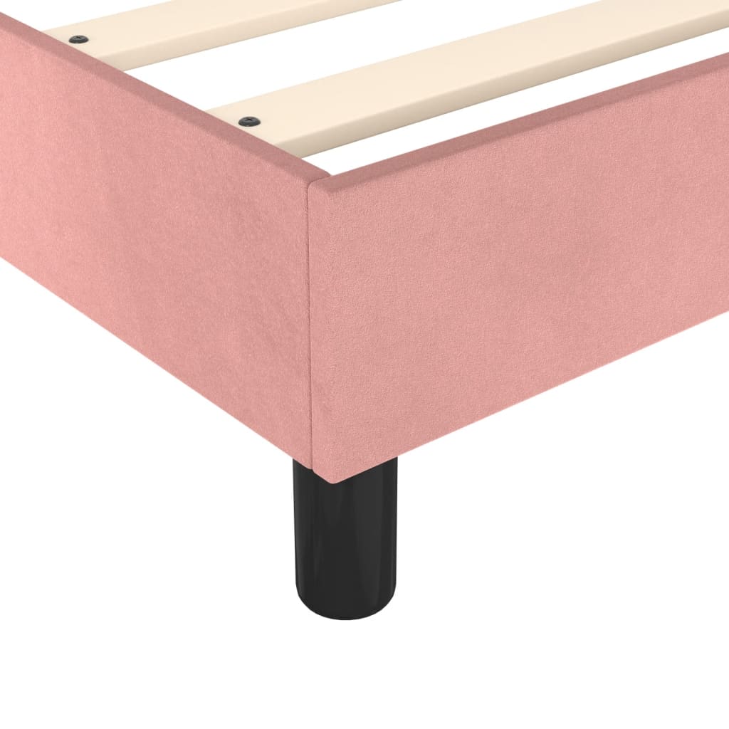 Pat box spring cu saltea, roz, 80x200 cm, catifea