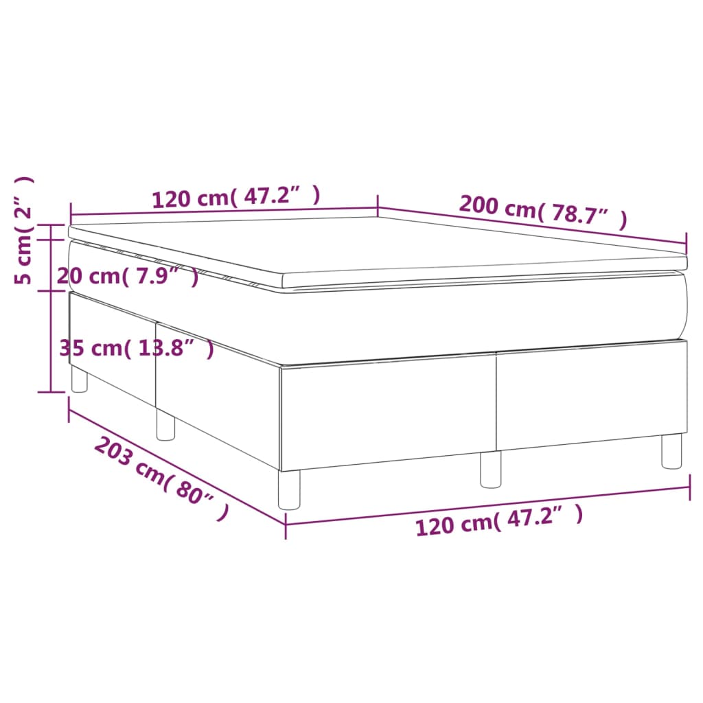 Pat box spring cu saltea, albastru închis, 120x200 cm, catifea