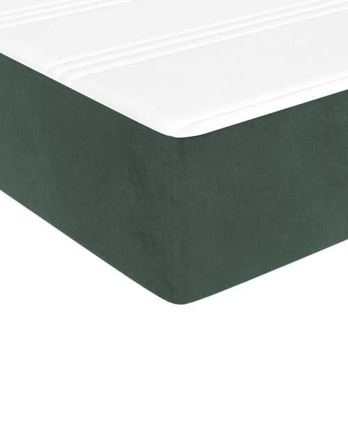 Încărcați imaginea în vizualizatorul Galerie, Pat box spring cu saltea, verde închis, 140x200 cm, catifea
