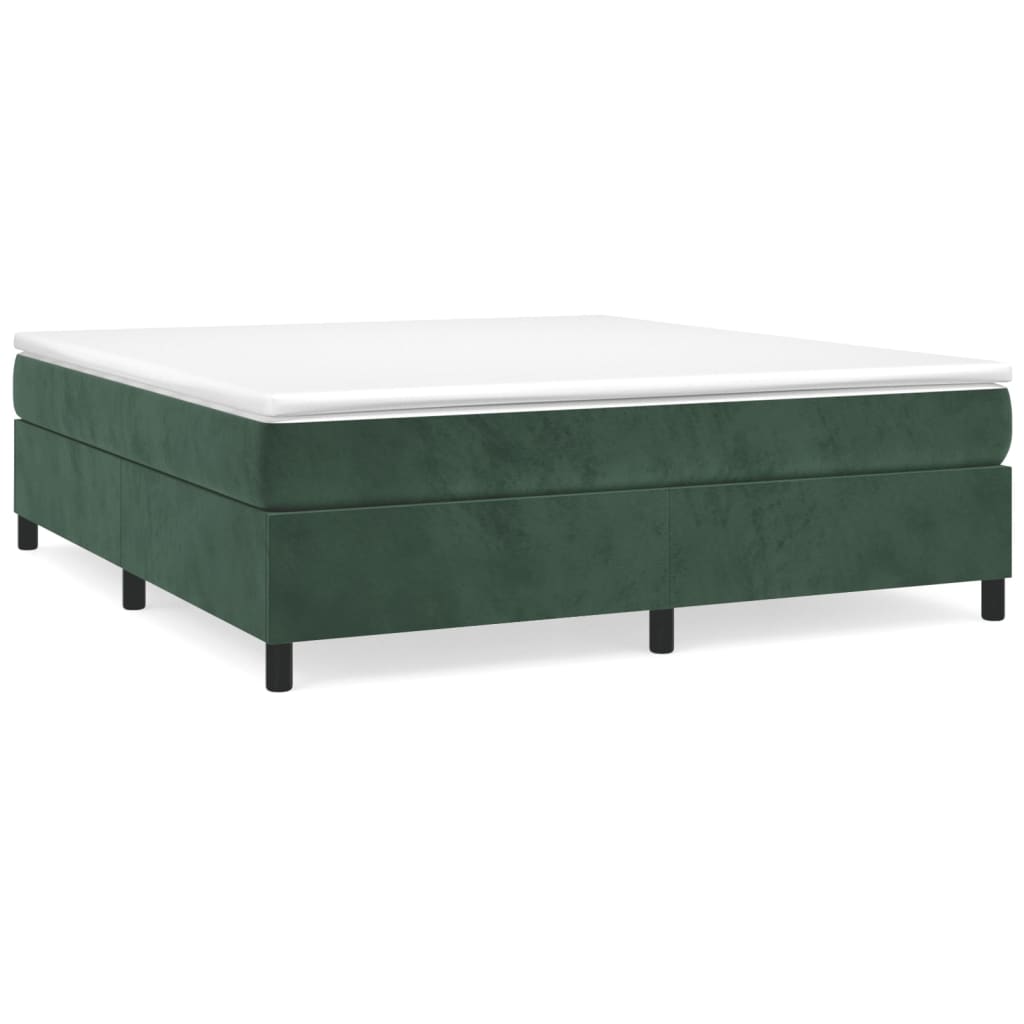 Pat box spring cu saltea, verde închis, 180x200 cm, catifea