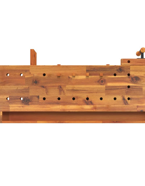 Încărcați imaginea în vizualizatorul Galerie, Banc de lucru cu sertare și menghine, 124x52x83 cm, lemn acacia
