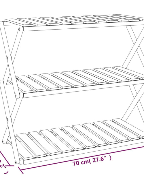 Încărcați imaginea în vizualizatorul Galerie, Raft pliabil cu 3 niveluri, maro, 70x31x63 cm lemn masiv acacia
