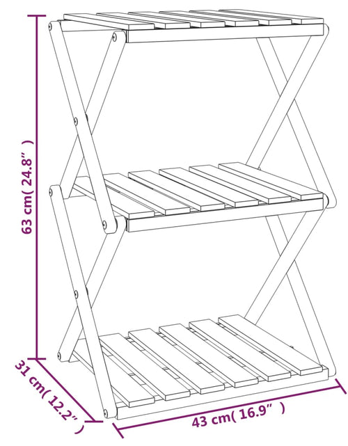Загрузите изображение в средство просмотра галереи, Raft pliabil cu 3 niveluri, maro, 43x31x63 cm lemn masiv acacia
