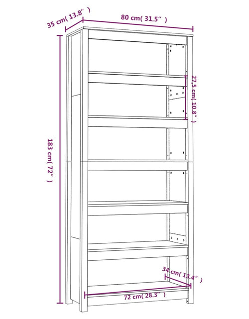 Încărcați imaginea în vizualizatorul Galerie, Bibliotecă, alb, 80x35x183 cm, lemn masiv de pin
