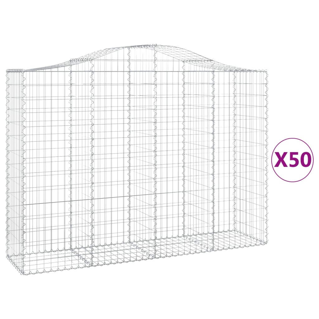 Coșuri gabion arcuite 50 buc, 200x50x140/160cm, fier galvanizat