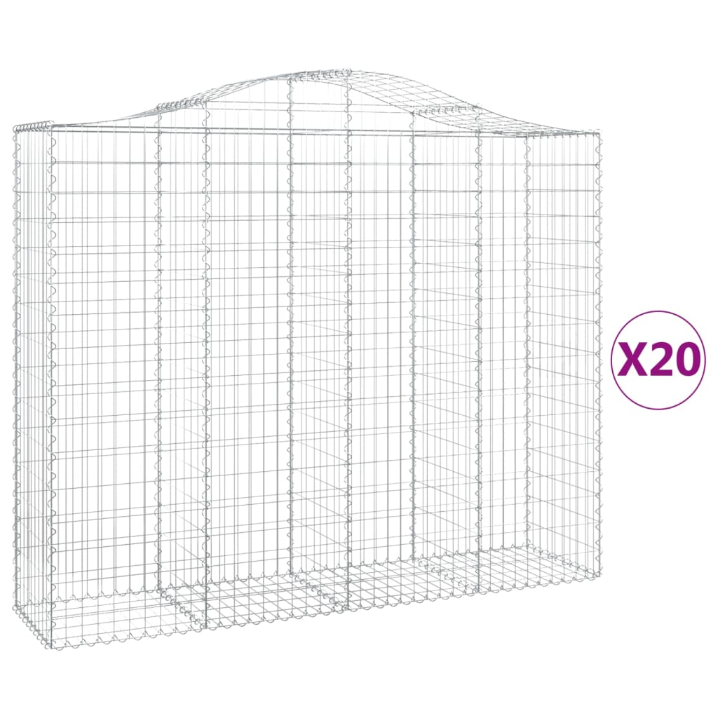 Coșuri gabion arcuite 20 buc, 200x50x160/180cm, fier galvanizat