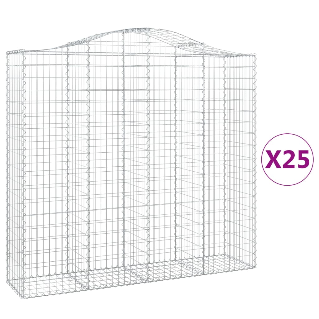 Coșuri gabion arcuite 25 buc, 200x50x180/200cm, fier galvanizat