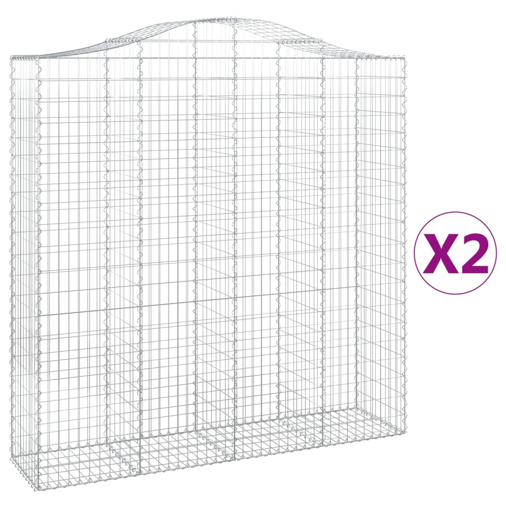 Coșuri gabion arcuite, 2 buc 200x50x200/220 cm, fier galvanizat