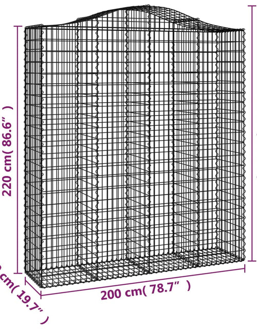 Загрузите изображение в средство просмотра галереи, Coșuri gabion arcuite, 9 buc, 200x50x220/240cm, fier galvanizat
