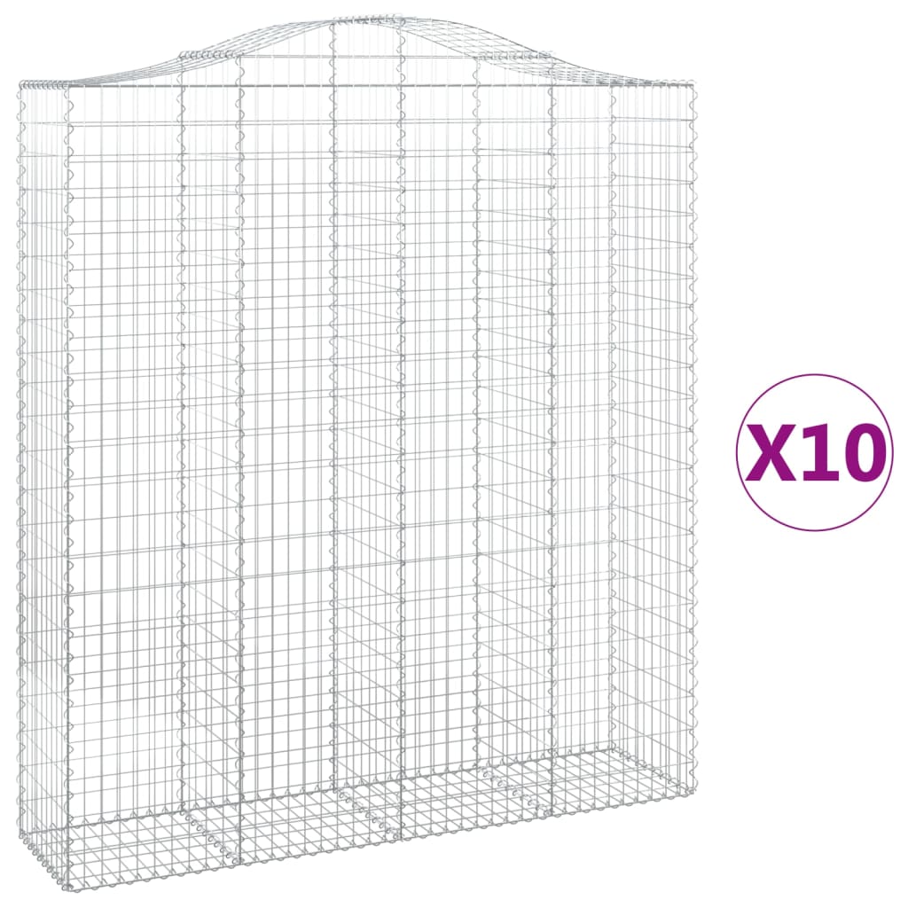 Coșuri gabion arcuite, 10 buc 200x50x220/240cm, fier galvanizat