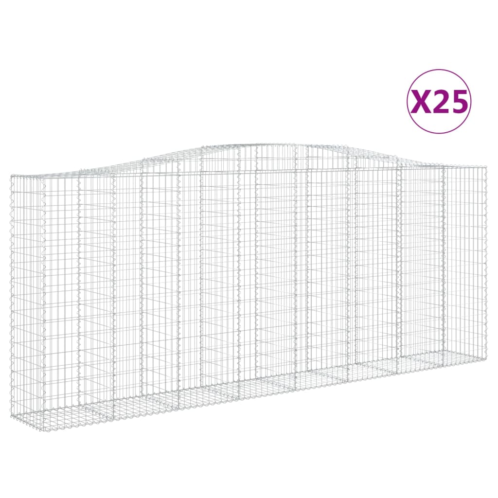 Coș gabion arcuit, 25 buc, 400x50x160/180 cm, fier galvanizat