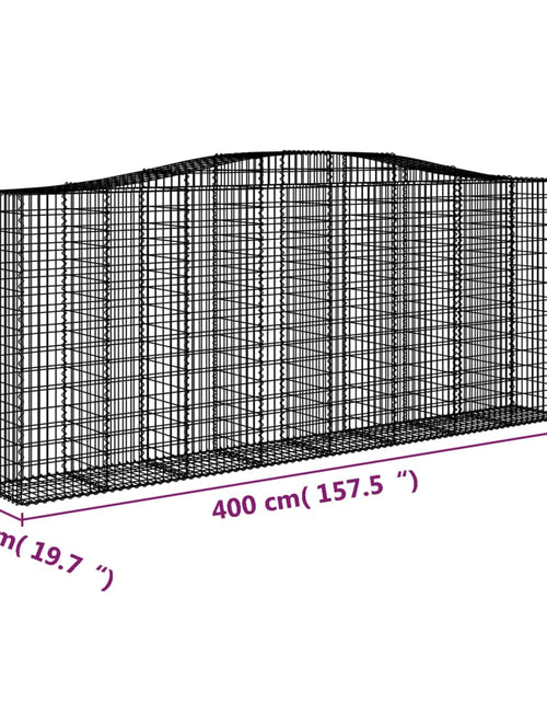 Загрузите изображение в средство просмотра галереи, Coș gabion arcuit, 25 buc, 400x50x160/180 cm, fier galvanizat
