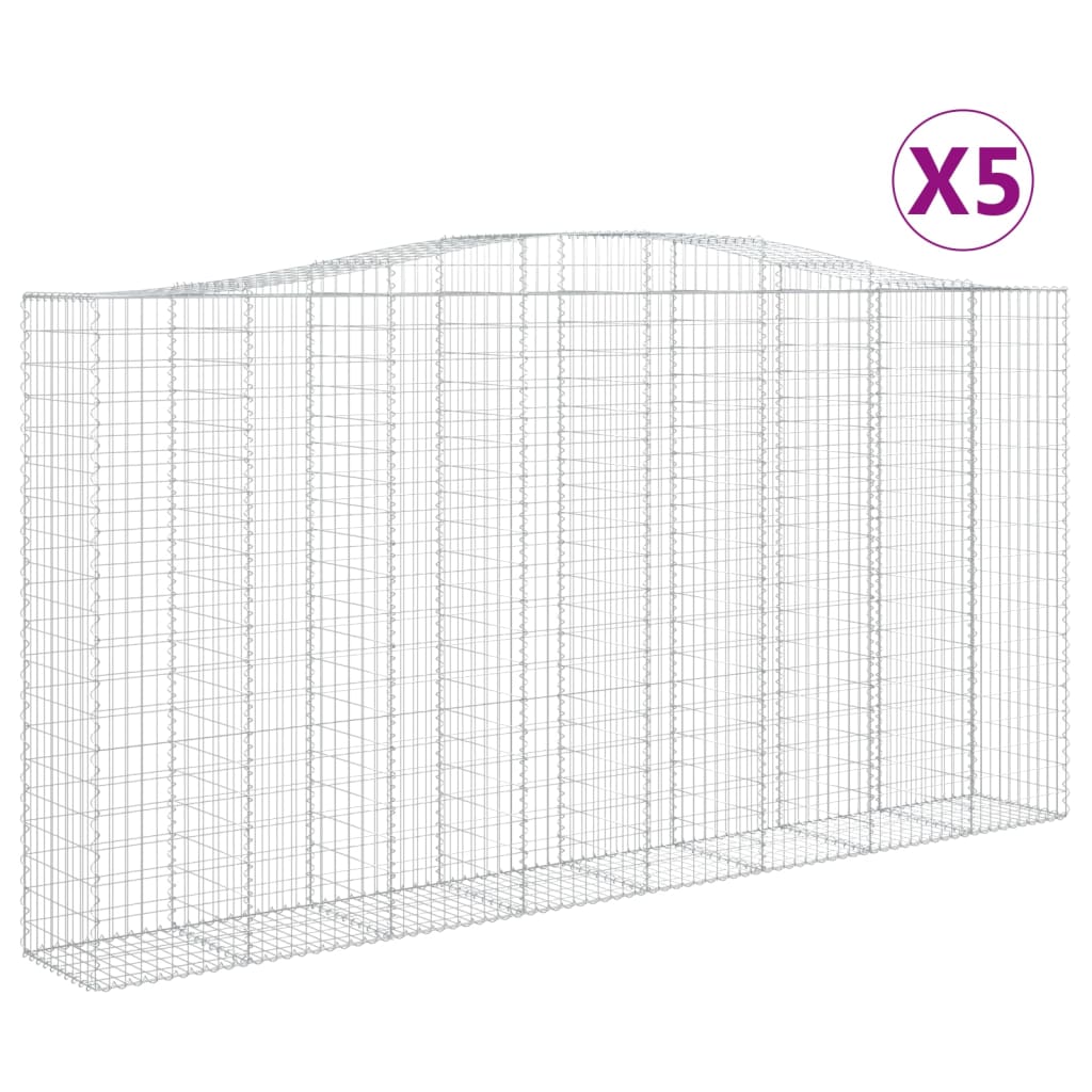 Coșuri gabion arcuite, 5 buc 400x50x200/220 cm, fier galvanizat