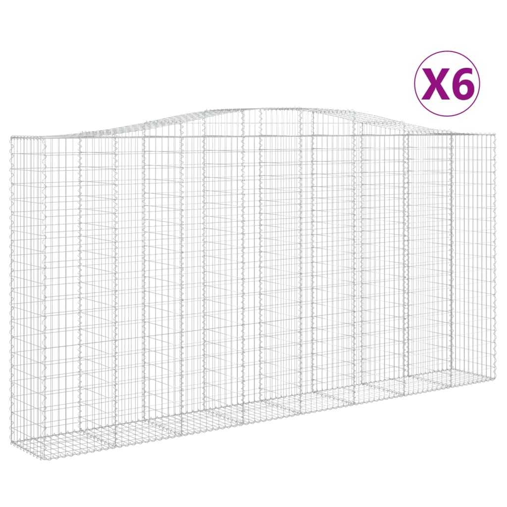 Coșuri gabion arcuite, 6 buc 400x50x200/220 cm, fier galvanizat