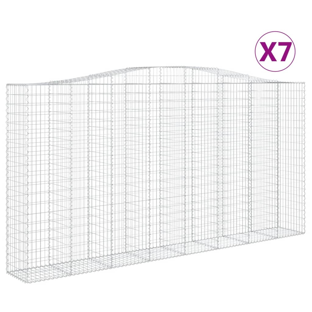 Coșuri gabion arcuite, 7 buc 400x50x200/220 cm, fier galvanizat