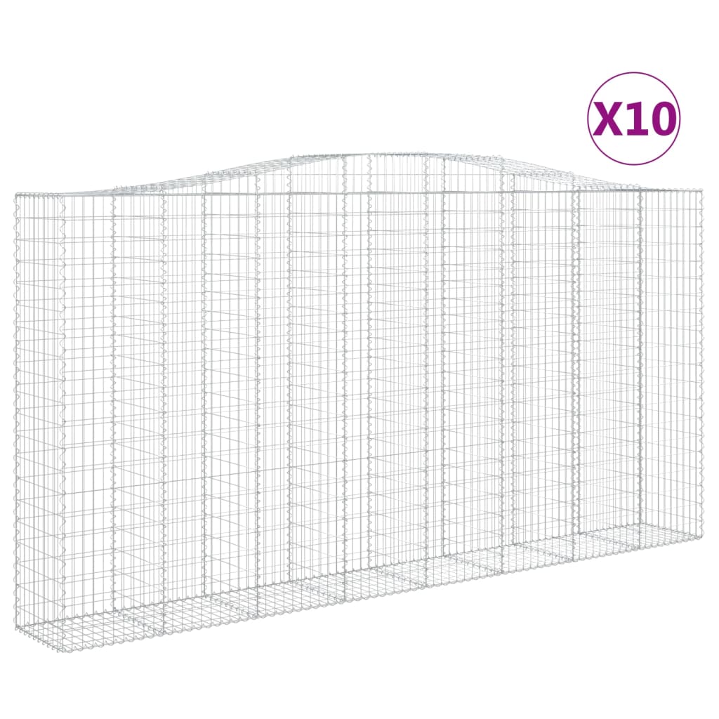 Coșuri gabion arcuite, 10 buc 400x50x200/220cm, fier galvanizat