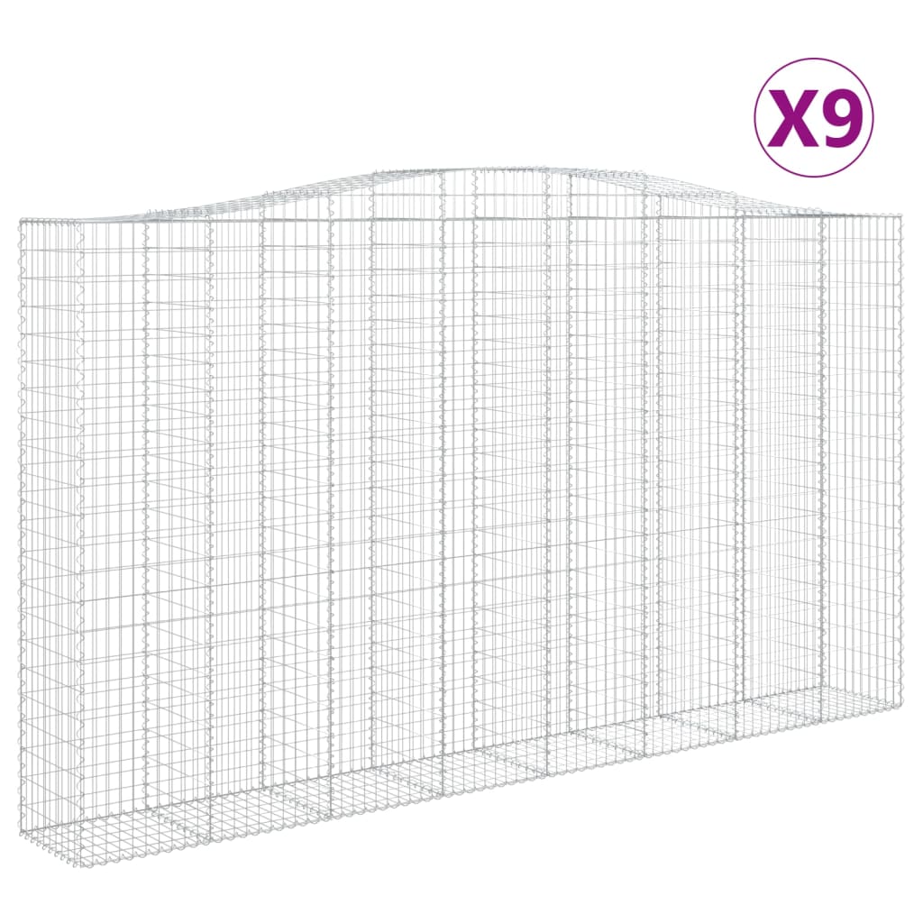 Coșuri gabion arcuite, 9 buc, 400x50x220/240cm, fier galvanizat