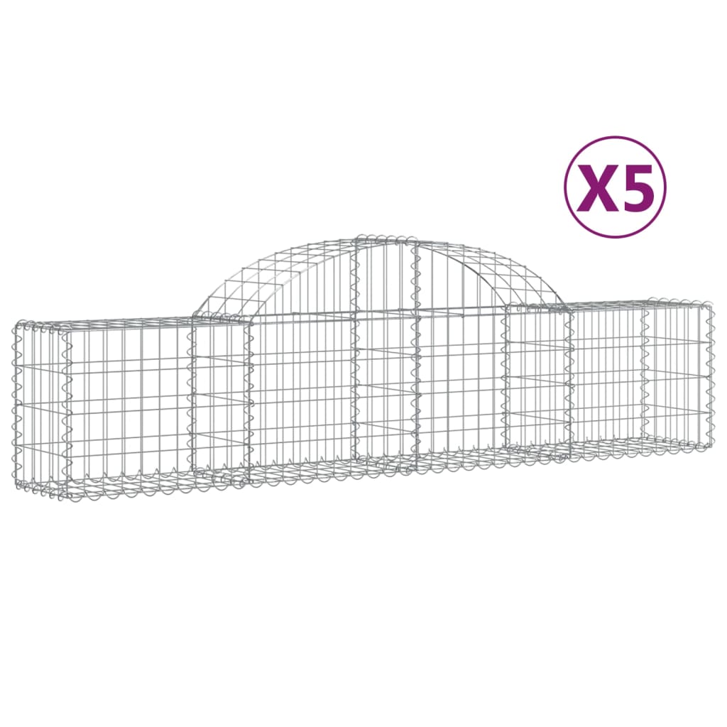 Coșuri gabion arcuite 5 buc, 200x30x40/60 cm, fier galvanizat