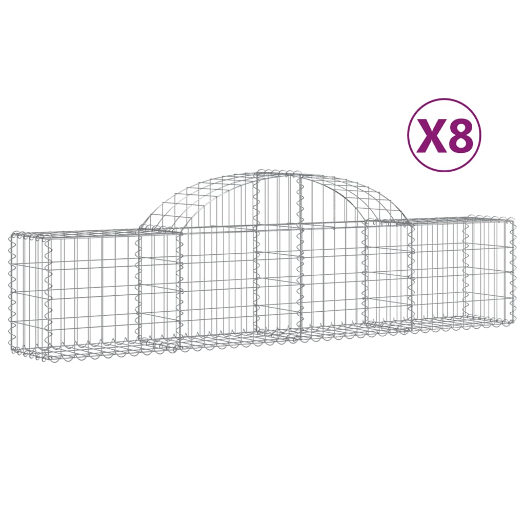 Coșuri gabion arcuite 8 buc, 200x30x40/60 cm, fier galvanizat