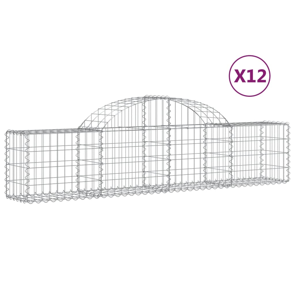 Coșuri gabion arcuite 12 buc, 200x30x40/60 cm, fier galvanizat