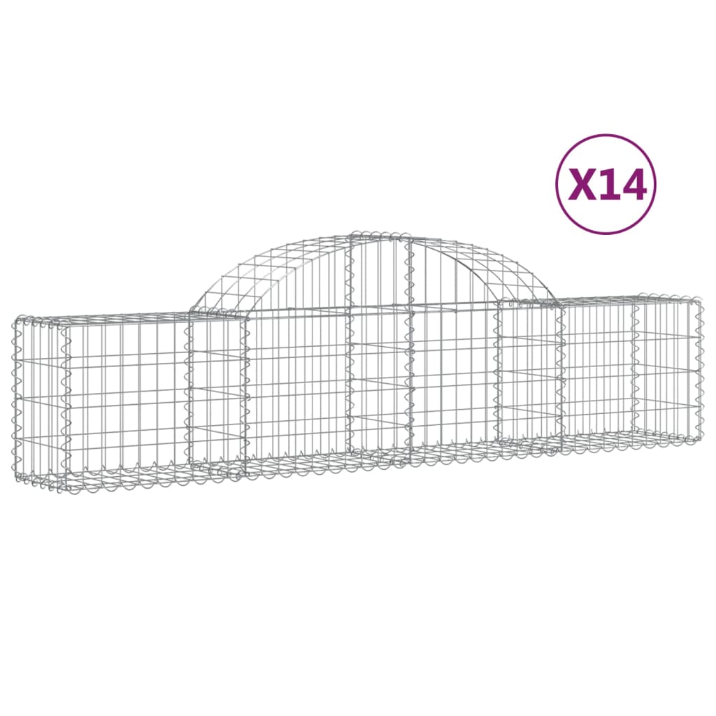 Coșuri gabion arcuite 14 buc, 200x30x40/60 cm, fier galvanizat