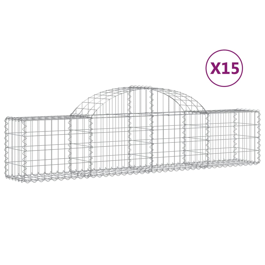 Coșuri gabion arcuite 15 buc, 200x30x40/60 cm, fier galvanizat