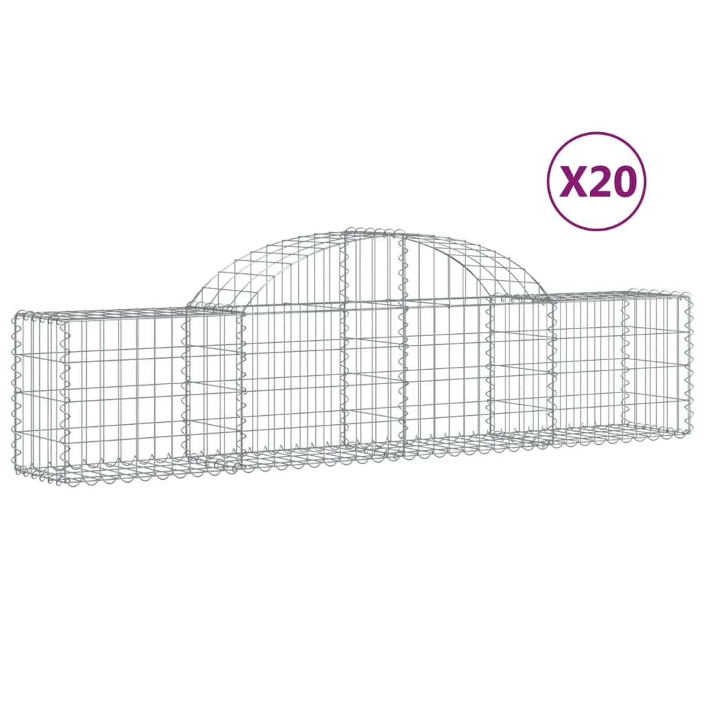 Coșuri gabion arcuite 20 buc, 200x30x40/60 cm, fier galvanizat