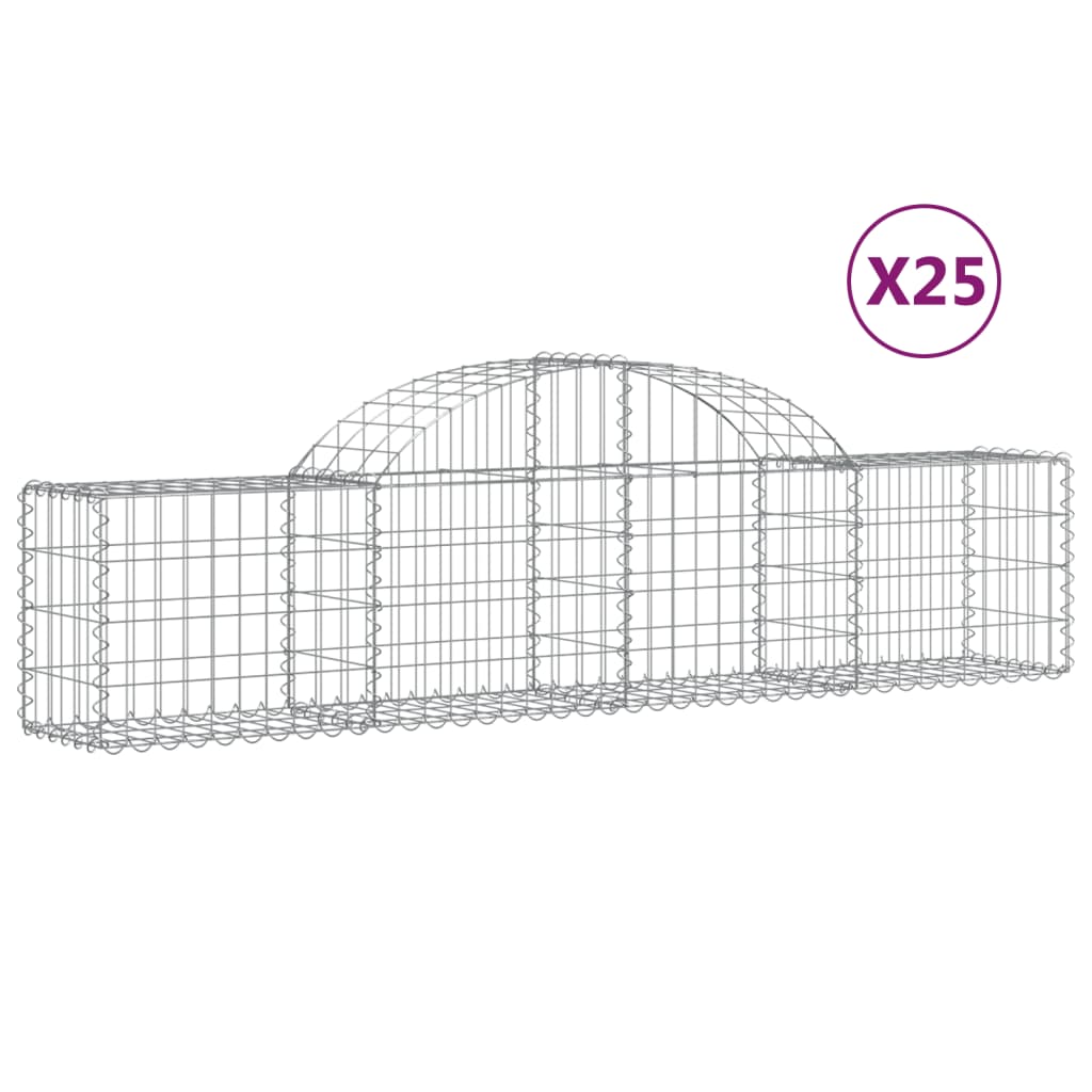 Coșuri gabion arcuite 25 buc, 200x30x40/60 cm, fier galvanizat