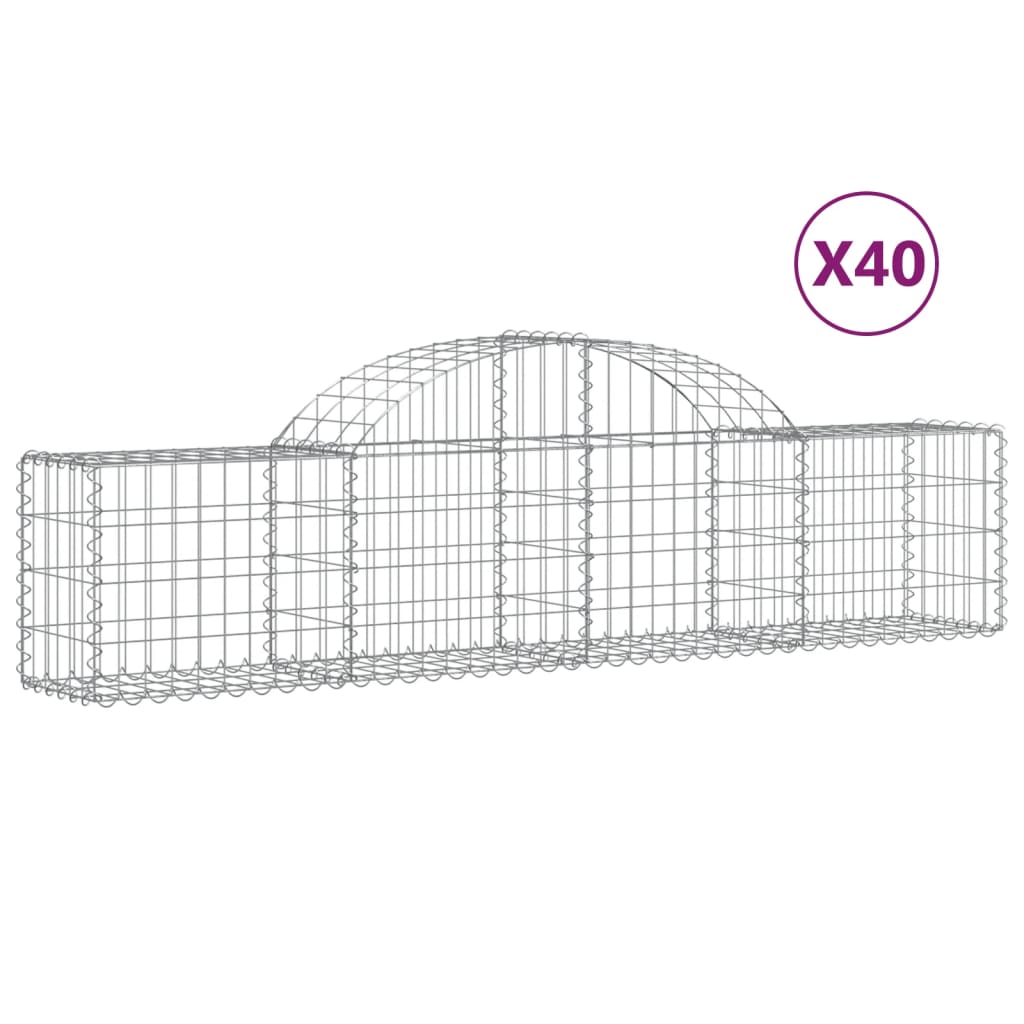 Coșuri gabion arcuite 40 buc, 200x30x40/60cm, fier galvanizat