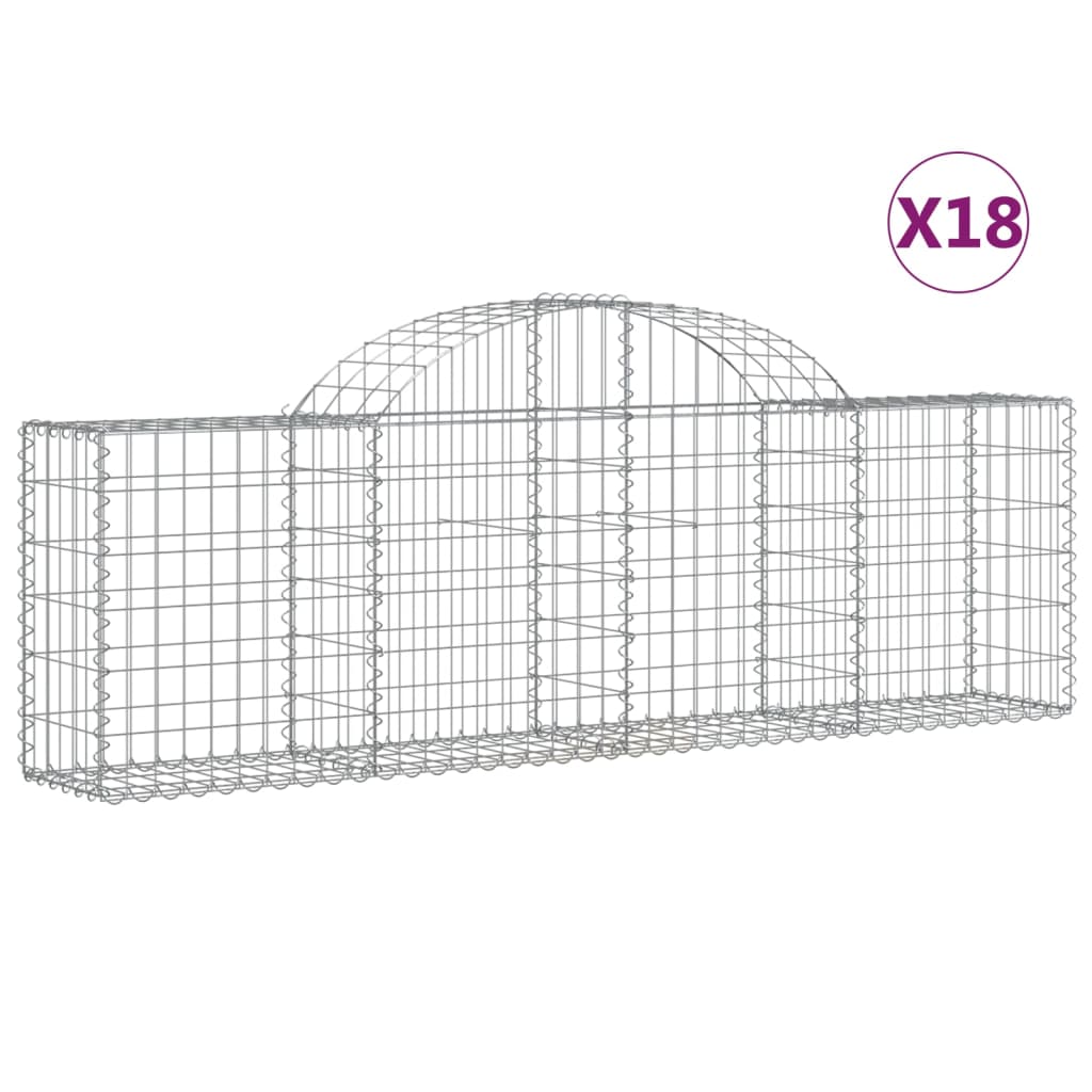 Coșuri gabion arcuite 18 buc, 200x30x60/80 cm, fier galvanizat