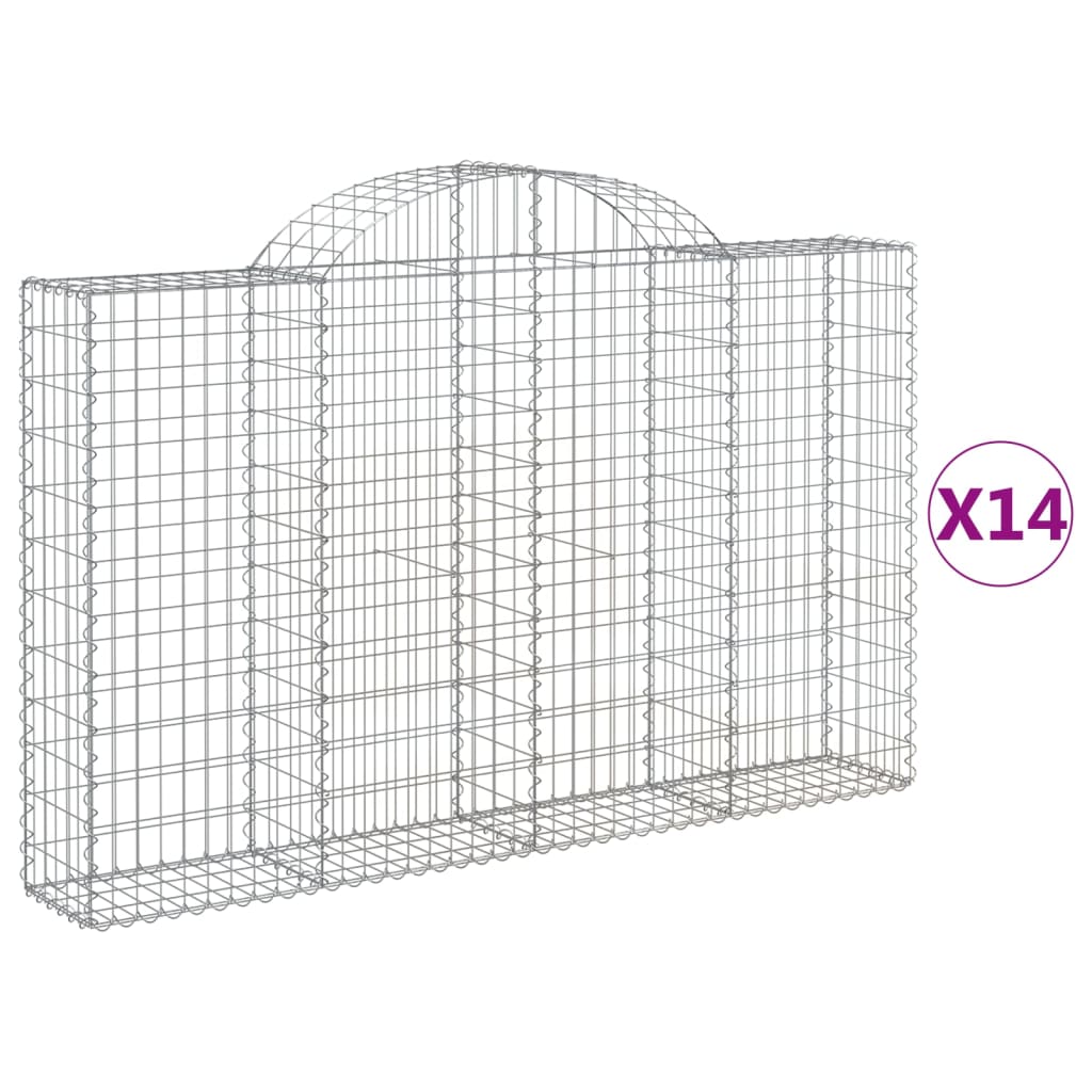 Coșuri gabion arcuite 14 buc, 200x30x120/140cm, fier galvanizat