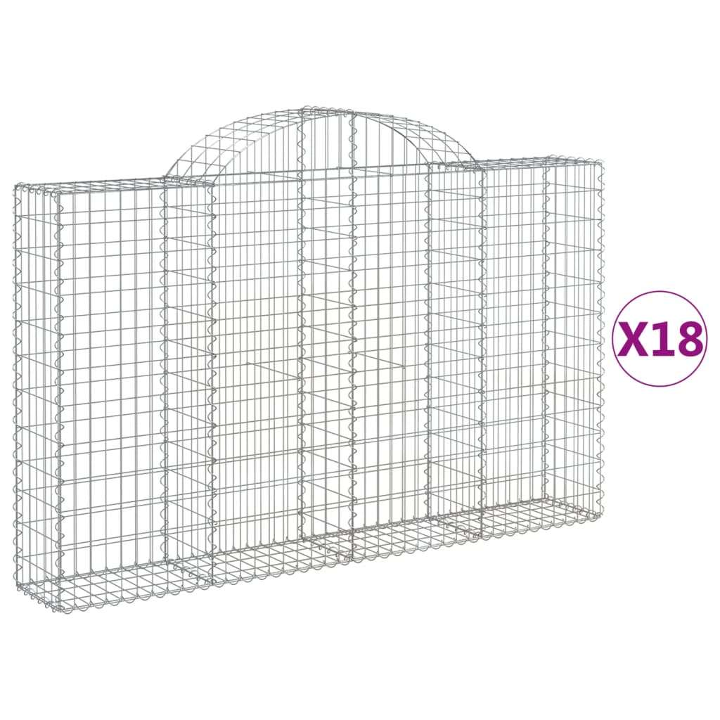 Coșuri gabion arcuite 18 buc, 200x30x120/140cm, fier galvanizat