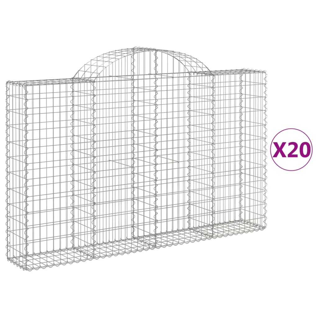 Coșuri gabion arcuite 20 buc, 200x30x120/140cm, fier galvanizat