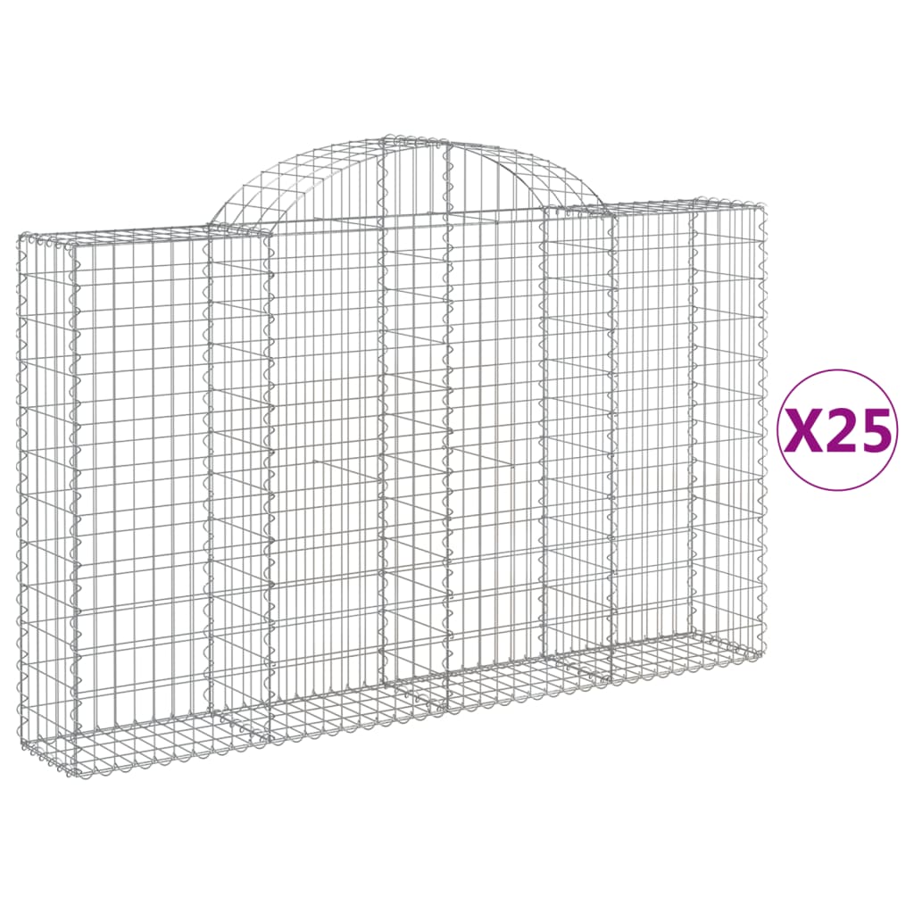 Coșuri gabion arcuite 25 buc. 200x30x120/140 cm fier galvanizat