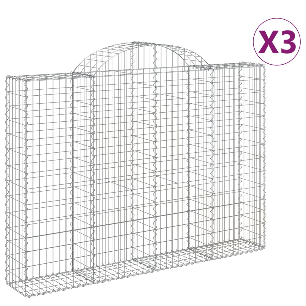 Coșuri gabion arcuite 3 buc, 200x30x140/160cm, fier galvanizat