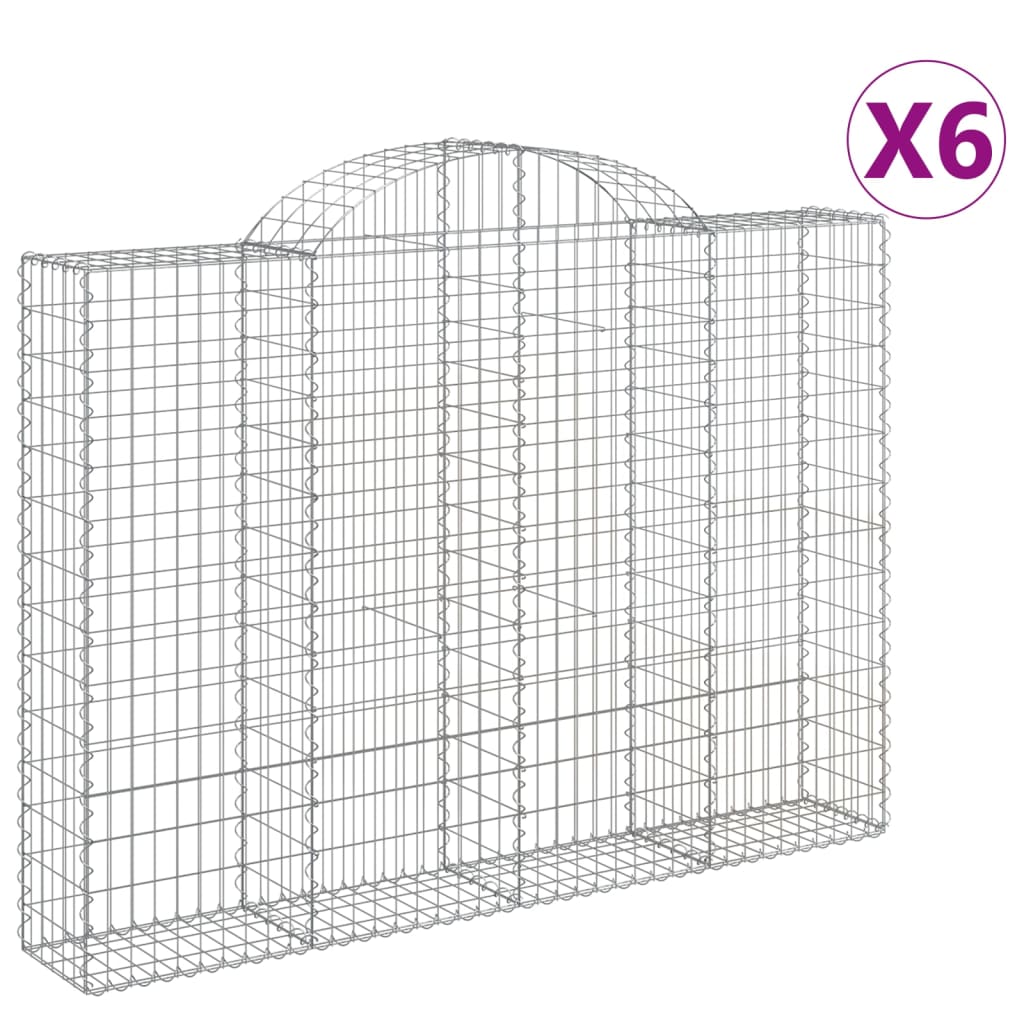 Coșuri gabion arcuite 6 buc, 200x30x140/160cm, fier galvanizat