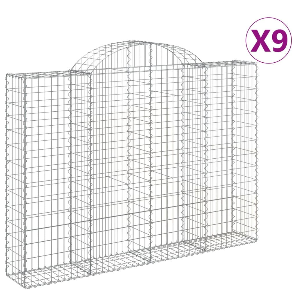 Coșuri gabion arcuite 9 buc, 200x30x140/160cm, fier galvanizat