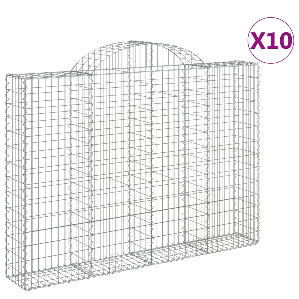 Coșuri gabion arcuite 10 buc, 200x30x140/160cm, fier galvanizat