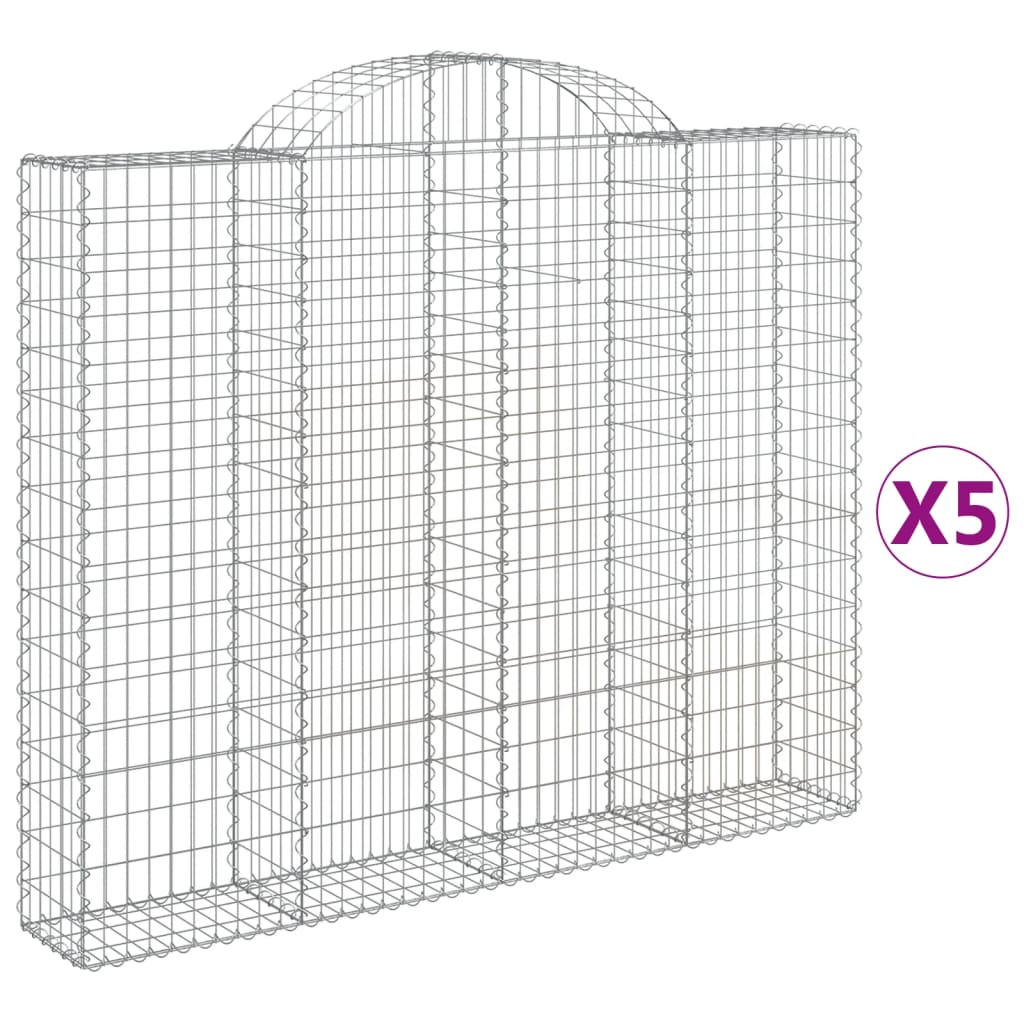 Coșuri gabion arcuite 5 buc, 200x30x160/180 cm, fier galvanizat