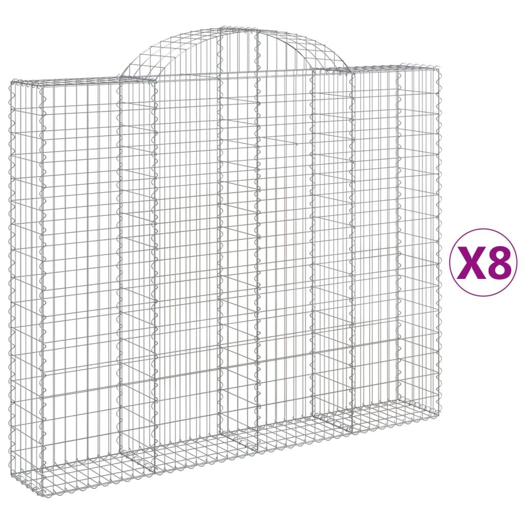 Coșuri gabion arcuite 8 buc, 200x30x160/180 cm, fier galvanizat