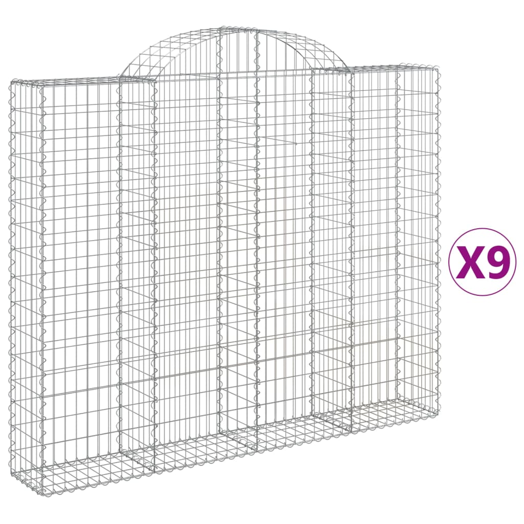 Coșuri gabion arcuite 9 buc, 200x30x160/180 cm, fier galvanizat