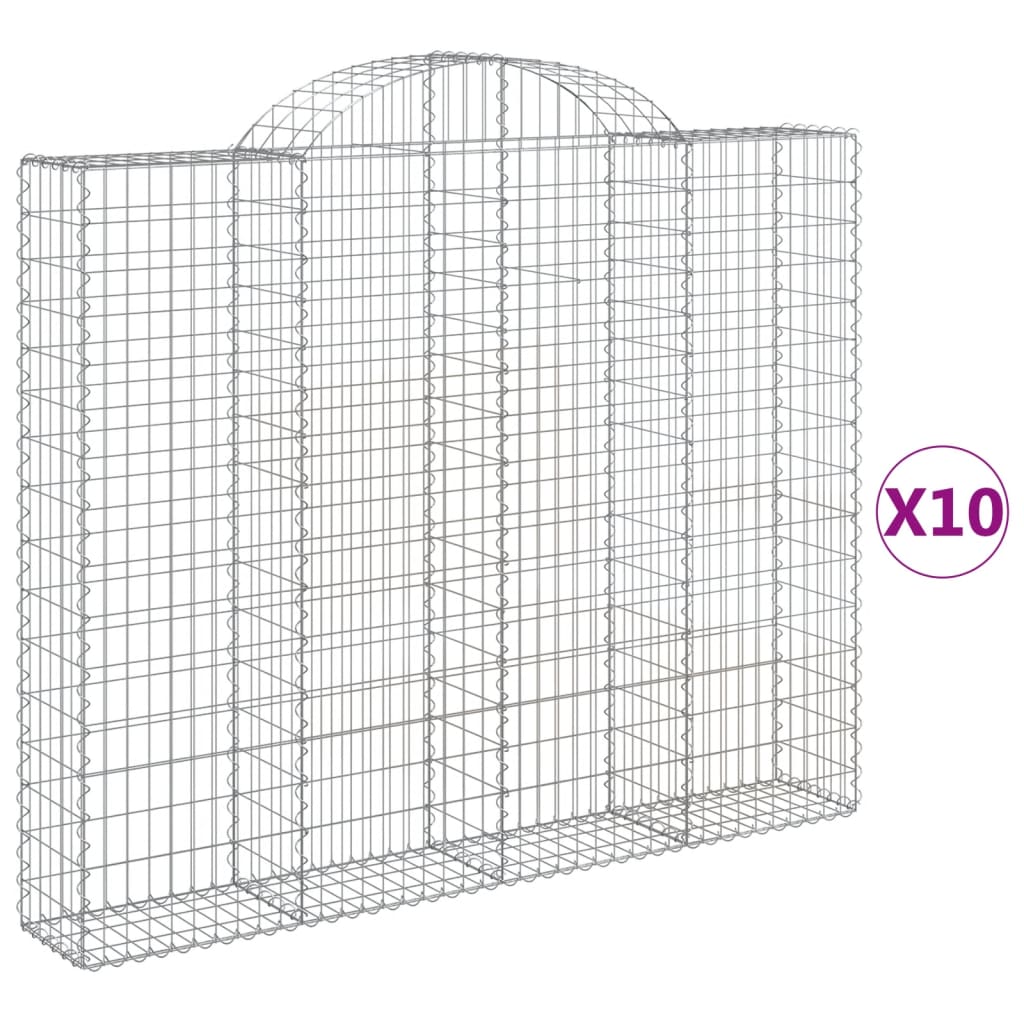 Coș gabion arcuit, 10 buc, 200x30x160/180 cm, fier galvanizat