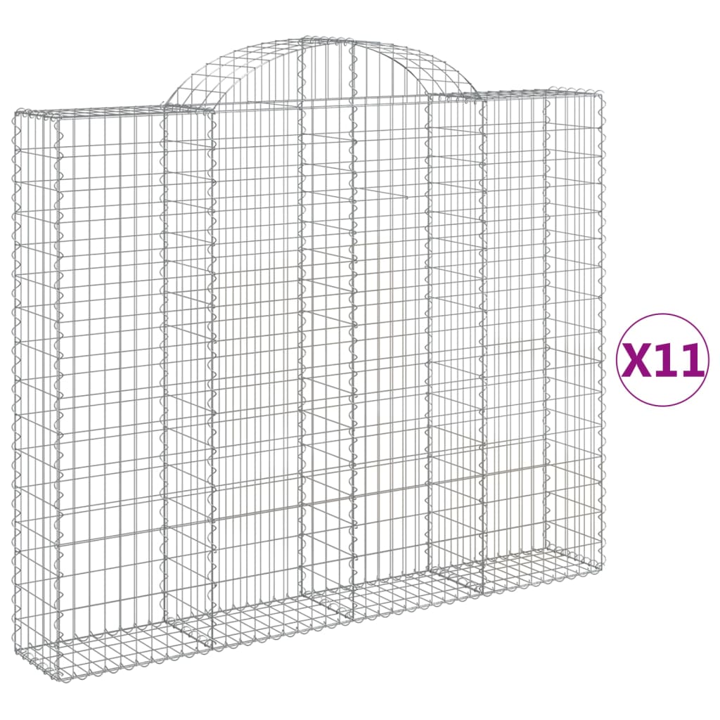 Coș gabion arcuit, 11 buc, 200x30x160/180 cm, fier galvanizat